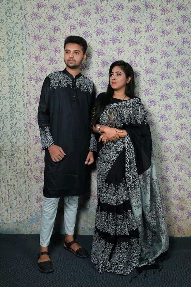 প্রিয়জনের সাথে মিলিয়ে ট্রেন্ডি শাড়ি-পাঞ্জাবি!